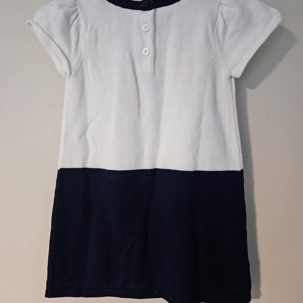 Gymboree - White and Navy Toddler Dress with Pink Bird